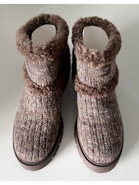Circus NY by Sam Edelman Clare Brown Cozy Knit Lug-Sole Booties Women Size 9.5